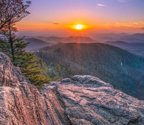 From KlickPin CF Sunset over Rocky Mountain with Trees